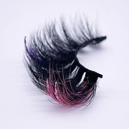 ✨ Kawaii Glitter Ombre 20MM Mink Lashes 🌈 | Dramatic & Colorful Fake Eyelashes 💖