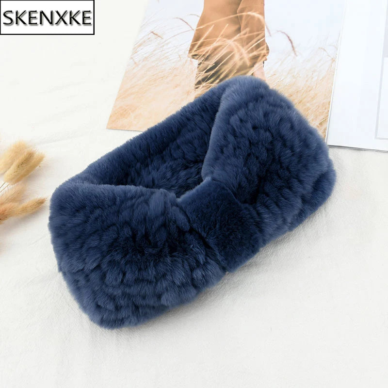 Lux Rex Rabbit Fur Knit Headband For Winter Warmth And Cute Vibes 🧣🐇