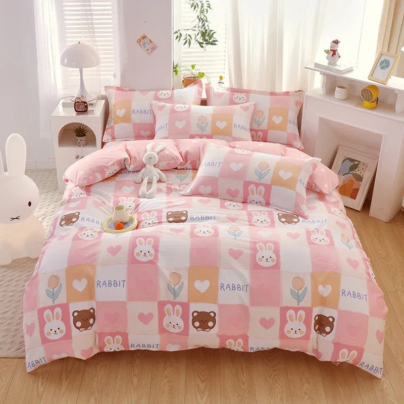 Adorable Strawberry Dreams Reversible Kawaii Bedding Set 🍓✨ Soft Cotton Duvet Cover with Pillowcases