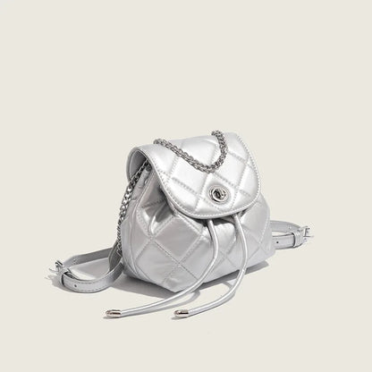 Kawaii 2024 Rhombus Chain Backpack 👜✨ | Cute White Women's Fashion Bag 🌸💖