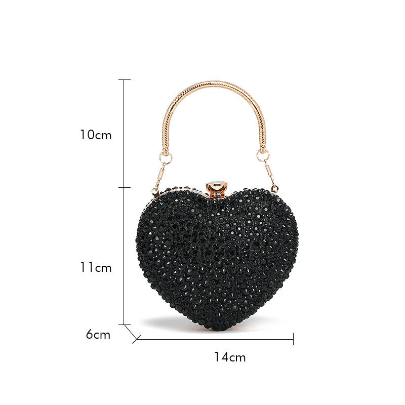 Sparkling Kawaii Heart-Shaped Crystal Clutch 🌟💖 | Rhinestone Evening Bag for Weddings & Parties 🎉✨