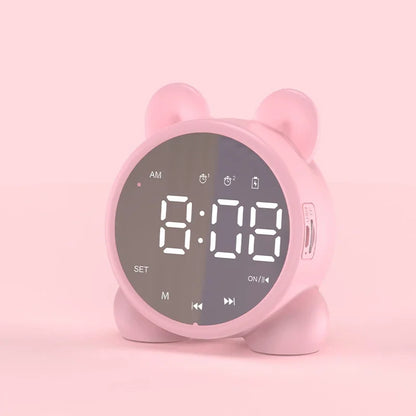 Kawaii Cat Bluetooth Mirror Alarm Clock 🐾🌟 – Adorable Kids Bedside Clock with LED Display & Double Alarms! 🎶💤