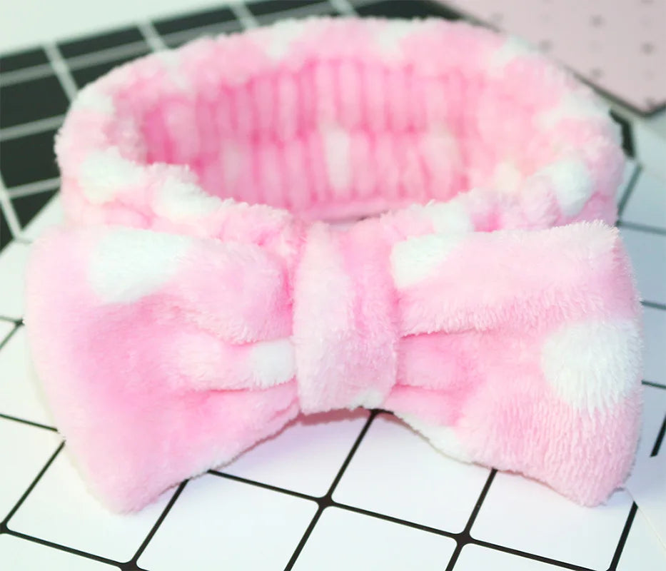 Women Wash Face Makeup Soft Coral Fleece Elastic Headband Head Wrap Cute Rabbit Bow Animal Ears Hairband Girl Hair Accessories