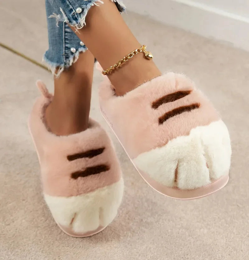 Kitty Claw Slippers For Women Non Slip Furry Mules Indoor Outdoor 🐾 Warm Fluffy