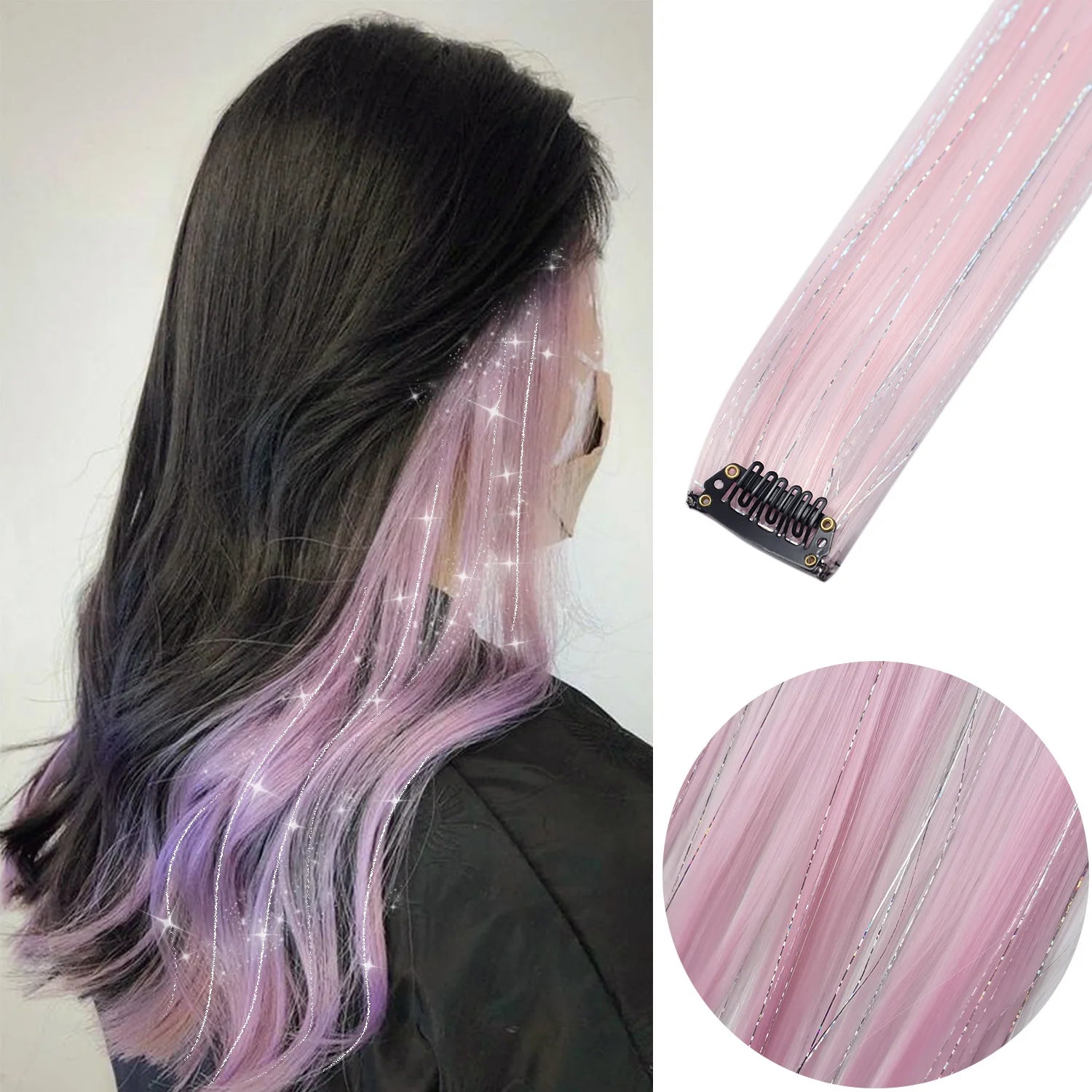 🌈✨ 6 Colorful Clip-In Hair Strands for Fun Party Looks - 22" Rainbow Dream Extensions! 🎉💖 - Pixie Quill