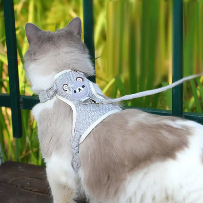 🐾 Adorable Adjustable Pet Harness & Leash Set 🌟 Cute Vest for Small Cats & Dogs 🐶💕