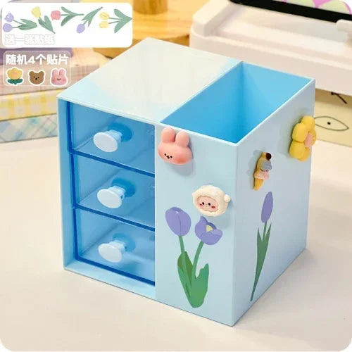 Cute Kawaii Pen Holder & Pencil Organizer 🐾🌈 - Adorable Multi-Functional Storage Box for Your Desk!