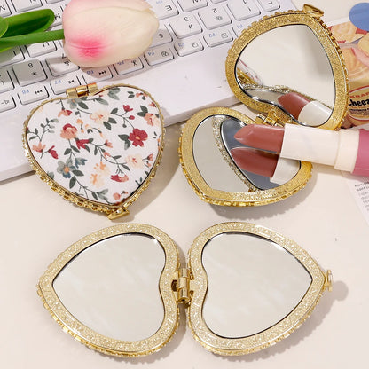 Kawaii Retro Fabric Pocket Mirror 🌸✨ - Double-Sided Compact Makeup Mirror for Cute Touch-Ups! 💖