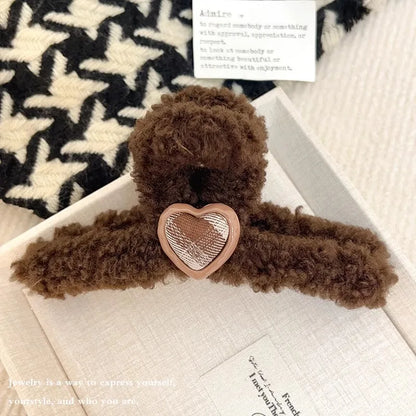 Kawaii Heart Plush Hair Claw Clip 💖 - Adorable Hair Accessory for Long Hair, Perfect for Women & Girls 🌟✨
