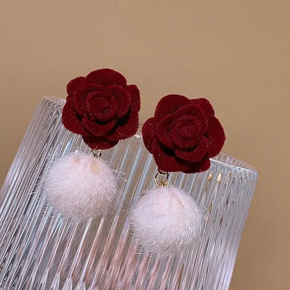 Charming Wine Red Bow Pearl Tassel Earrings 🎀🌟 | Kawaii 2024 Bridal Jewelry ✨