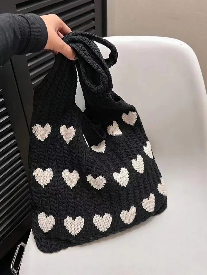 ❤️ Cute Crochet Heart Bags 🌊 Stylish Casual Beach Tote 🎉 Fun & Versatile Fashion Companion! 👜✨ - Pixie Quill