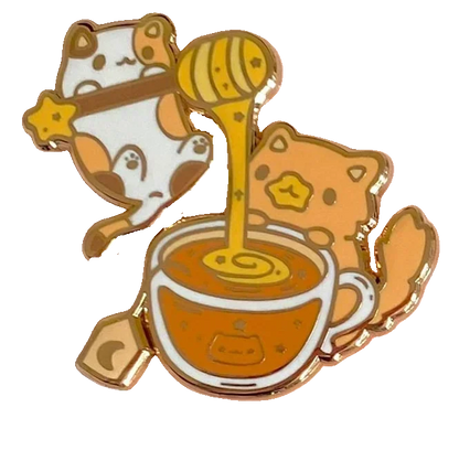 ✨ Kawaii Celestial Cat Cafe Enamel Pin 🌙 - Whimsical Accessory for Playful Styles! 🐾