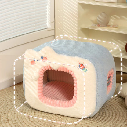 Kawaii Cozy Cat Cave 🐾 Plush Nest for Kittens & Small Dogs 🌟 Warm Pet Home