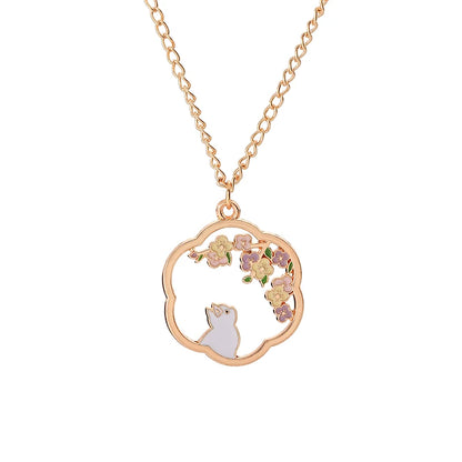 🐰✨ Adorable Sakura Bunny & Cat Pendant Necklace - Cute Charm for Trendy Ladies! 🌸💖 - Pixie Quill