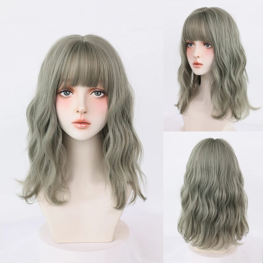 Kawaii Blonde Cosplay Wig 🎀✨ | Wavy Synthetic Hair with Bangs for Daily & Party Looks 💖