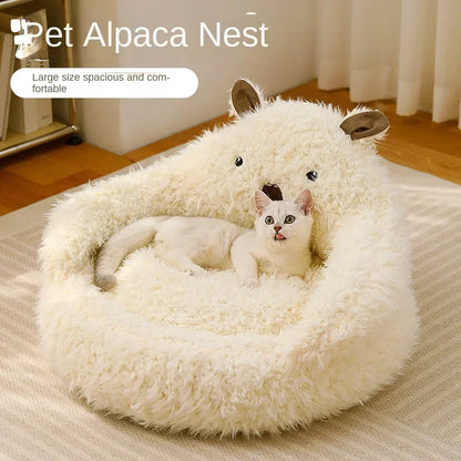 ✨ Cozy Alpaca Dream Bed for Cats 🐾 - Winter Warmth & Deep Sleep Delight! 💤