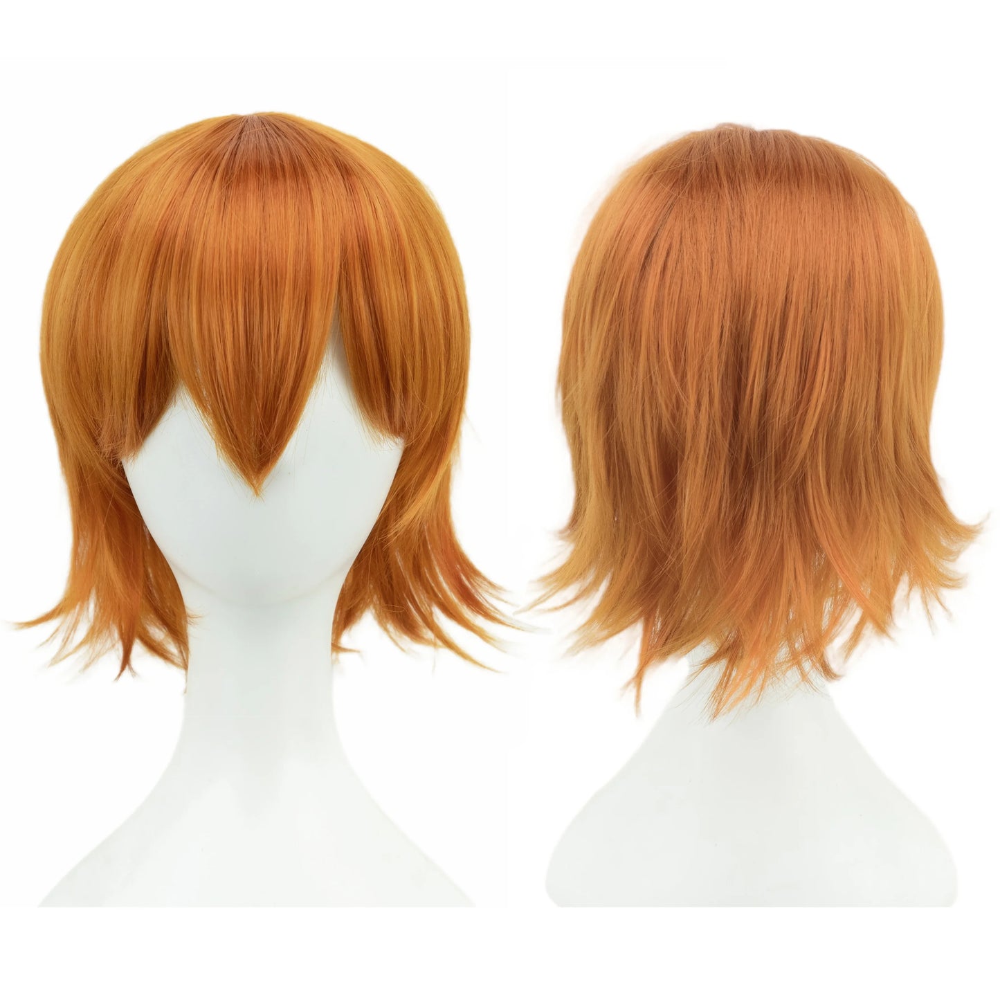 Synthetic Unisex 12 Inches Short Cosplay Bob Wig With Bangs Pink Blonde Orange Halloween Lolita Look 🎀✨