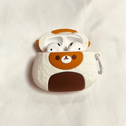 Kawaii Bear Rice & Veggie Roll Silicone Case for AirPods 🎉🐻🌱