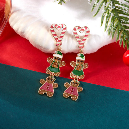 Colorful Gingerbread Drop Earrings For Women Christmas Enamel Santa Snowman 🎄🎁