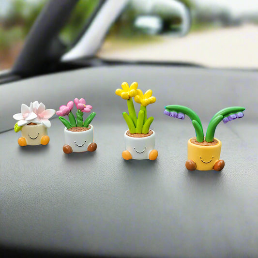 Kawaii Flower Pot Elf 🌸✨ - Adorable Resin Car Interior Decor & Desktop Ornaments 🚗🌼