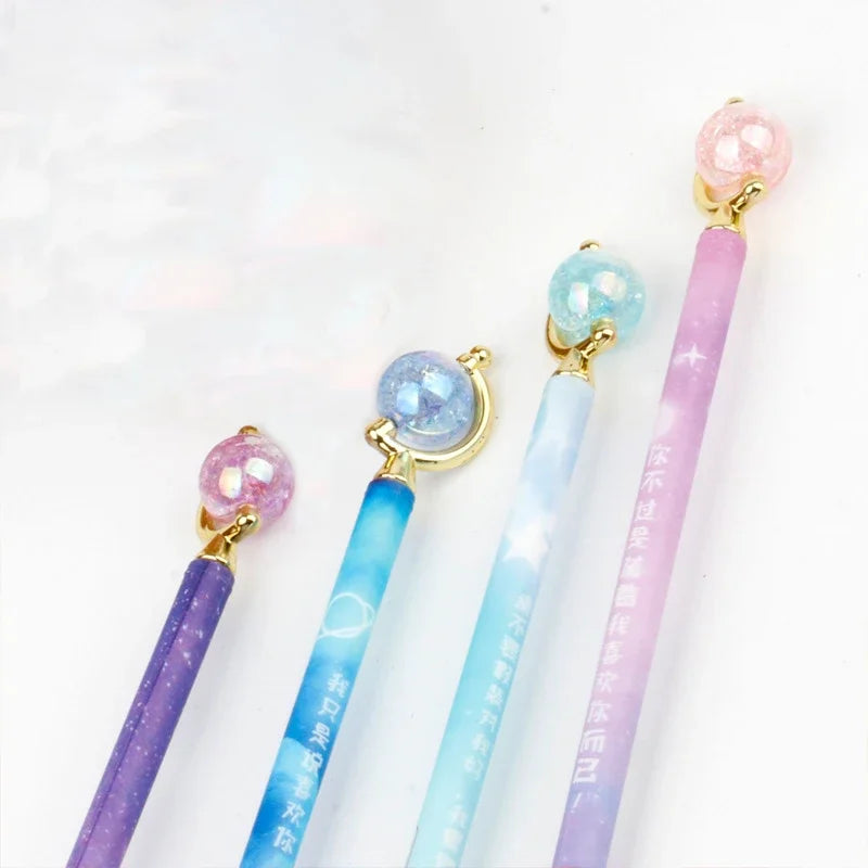 Kawaii Starry Sky Gel Pens ✨🌌 | Adorable Black Ink Neutral Pens for School & Office Supplies | 2/4pcs Random Colors! 🌈✍️