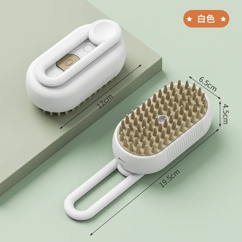 Cuddle & Care ✨✨ Steamy Fur Brush 🐾💖 - 3-in-1 Grooming & Massage Tool for Furry Friends!