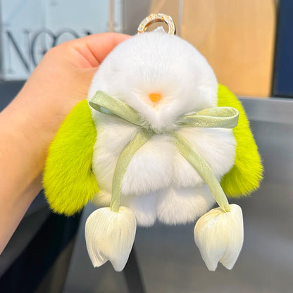 Adorable Fluffy Bunny Keychain - Kawaii Pom Pom Rabbit Key Ring for Magical Moments 🐰✨