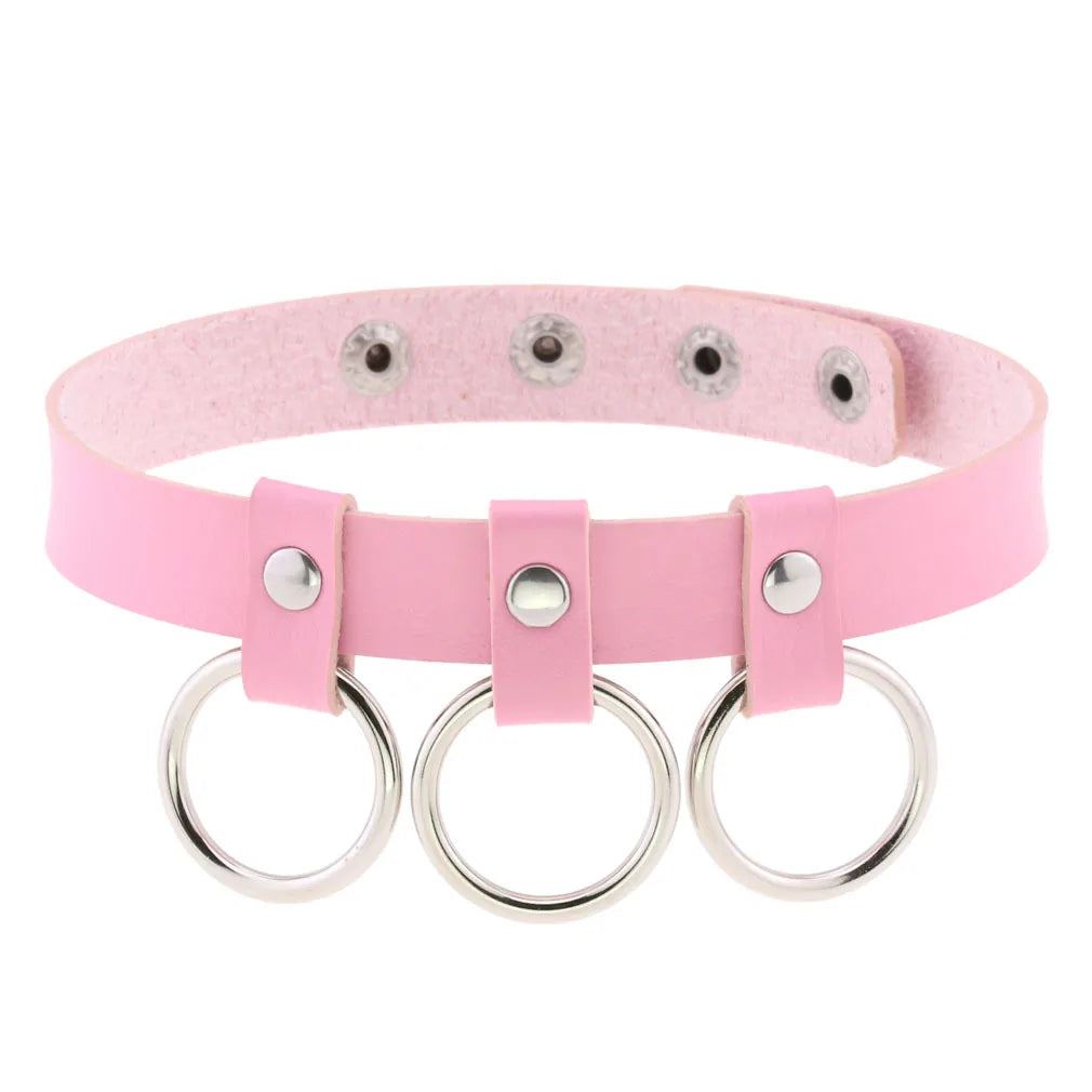 Pink Lace Leather Choker With Heart Pendant, Punk Gothic Style ✨💗