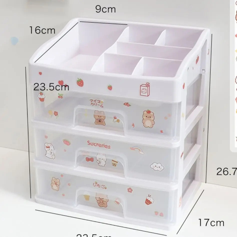 🌸 Cute Pink Kawaii Makeup Drawer Organizer 💖 - Ins Heart-Shaped Desktop Storage Box ✨