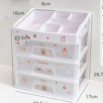 🌸 Cute Pink Kawaii Makeup Drawer Organizer 💖 - Ins Heart-Shaped Desktop Storage Box ✨