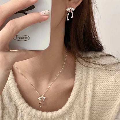Kawaii Bow Knot Earrings ✨ |  925 Sterling Silver Tassel Jewelry for Women 💖 | Perfect Gift for Her 🎁