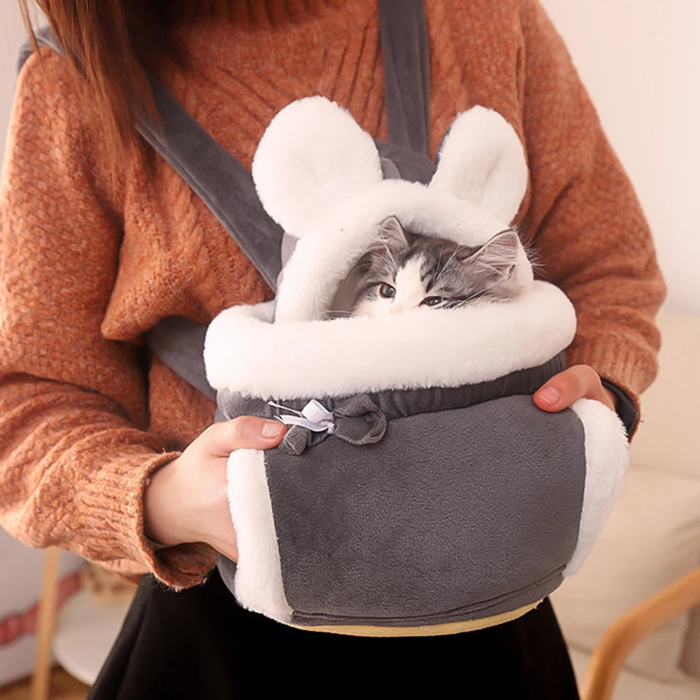 Kawaii Cozy Pet Backpack 🐾🌈 - Plush Travel Carrier for Cats & Dogs 🐶✨ Perfect for Outdoor Adventures!