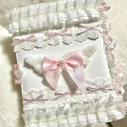 Pink A5 Binder Card Holder Album With Lace Top Loader For Kpop Photo Cards 💗🎀📑