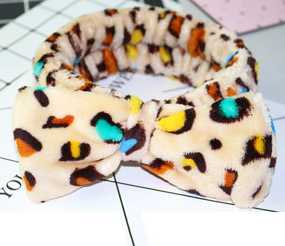 Women Wash Face Makeup Soft Coral Fleece Elastic Headband Head Wrap Cute Rabbit Bow Animal Ears Hairband Girl Hair Accessories