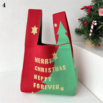 Kawaii Knitted Stripe Wrist Bag 🌈✨ | Adorable Large-Capacity Tote for Trendy Shopping 👜💕