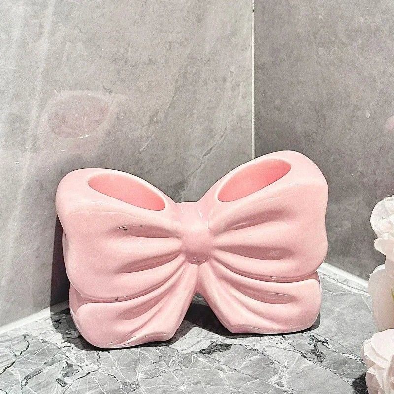 Kawaii Ceramic Bow Toothbrush Holder 🎀✨ | Cute Toothpaste Rack for Adorable Bathrooms 🛁💕