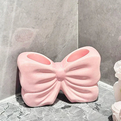Kawaii Ceramic Bow Toothbrush Holder 🎀✨ | Cute Toothpaste Rack for Adorable Bathrooms 🛁💕