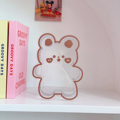 Acrylic Bear & Bunny Pen Holder 🐻🐰 - Cute Desktop Organizer for Makeup & Stationery ✨