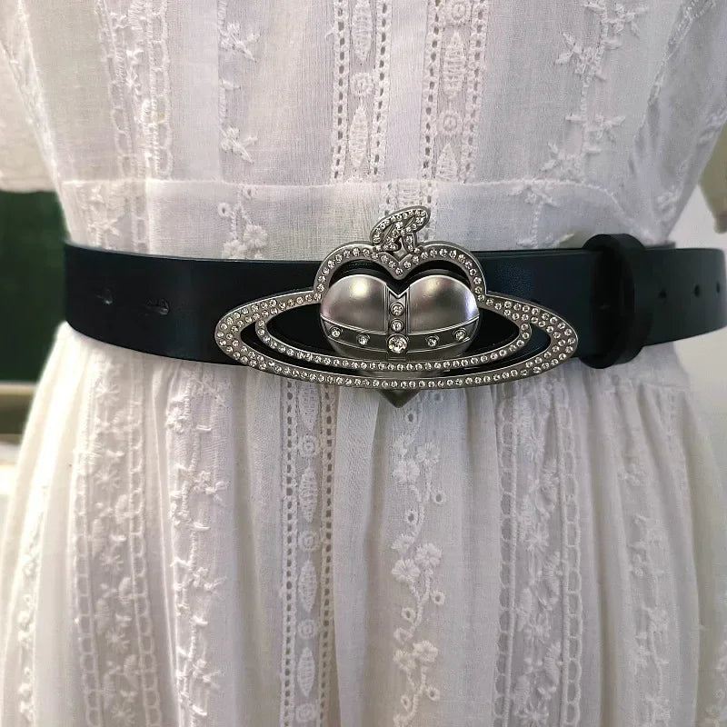 ✨ Kawaii Saturn Crown Buckle Belt 💖 Spicy Style for Fashionistas 🌈