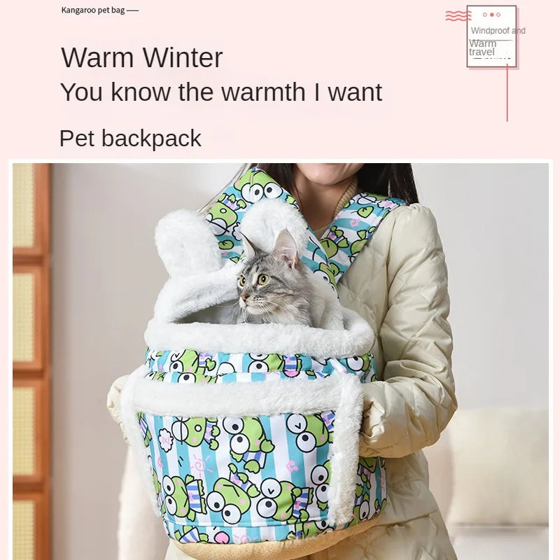 Cozy Kawaii Cat & Dog Backpack 🐾💖 | Velvet Nest Pouch for Snuggly Adventures | Warm & Comfy Pet Carrier 🐱🐶✨