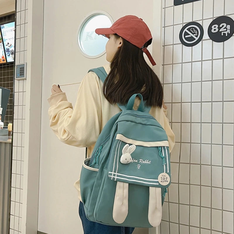 Kawaii Rabbit Ears Schoolbag 🎒✨ | Cute & Playful Girls' Backpack | Wear-Resistant & Breathable 💖🌈