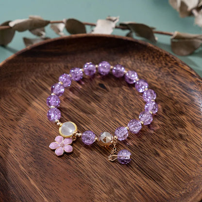 🌸 Adorable Cherry Blossom Beaded Bracelet 🌸 | Sweet Pink Flower Charm | Perfect Gift for Girls 🎁✨