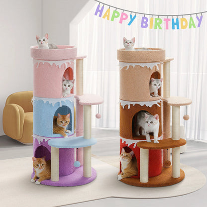 Four Tier Cat Tree For Large Cats With Large Top Perch And Sisal Scratching Posts Indoor Playhouse 🐾🐱