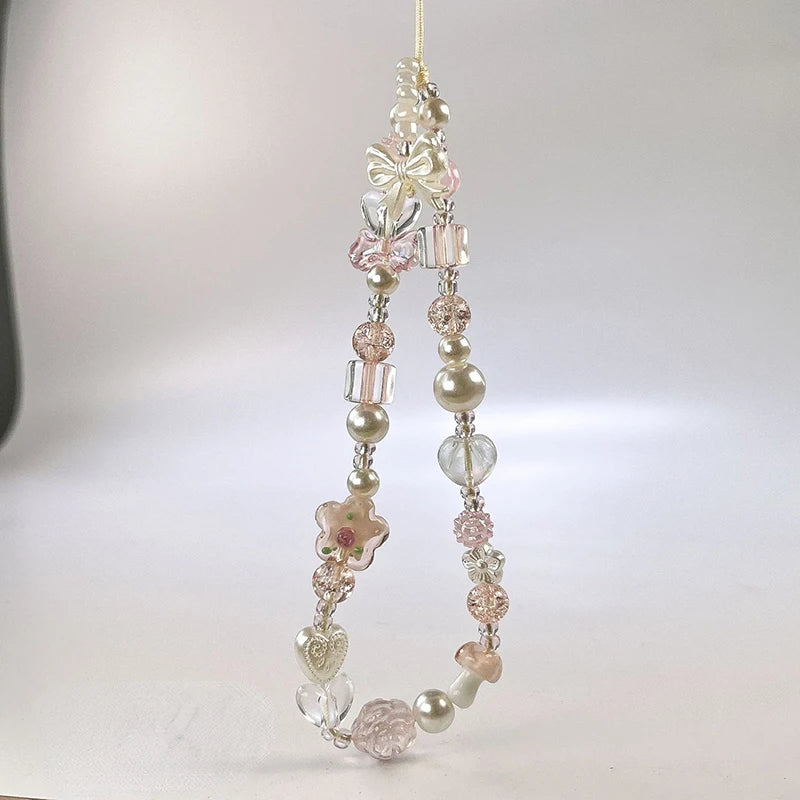 Whimsical Glass Bowknot Flower Phone Strap Lanyard Charm 🌸💖 For AirPods Case