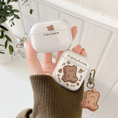 ✨ Cute Bear AirPods Case 🐻 - Soft Silicone Cover with Keychain for All Models! 🎧💖 - Pixie Quill