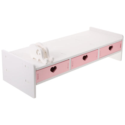 Kawaii Pink Laptop Monitor Stand & Drawer Organizer 🌸✨ - Cute Desktop Riser for Stylish Offices!