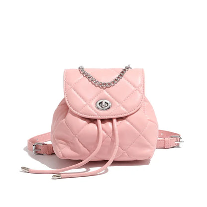 Kawaii 2024 Rhombus Chain Backpack 👜✨ | Cute White Women's Fashion Bag 🌸💖