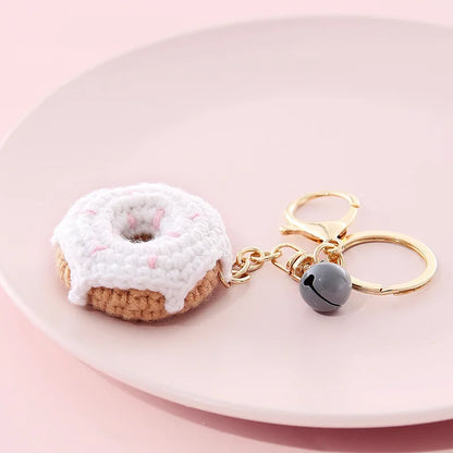 Crochet Donut Keychain Plush Bag Charm Cute Key Ring For Keys 🍩🧶