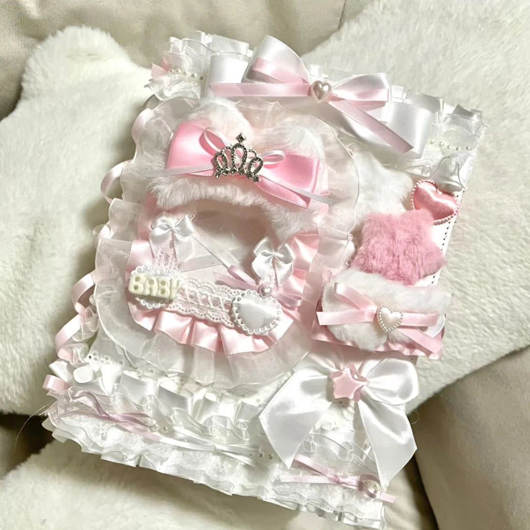 Pink A5 Binder Card Holder Album With Lace Top Loader For Kpop Photo Cards 💗🎀📑