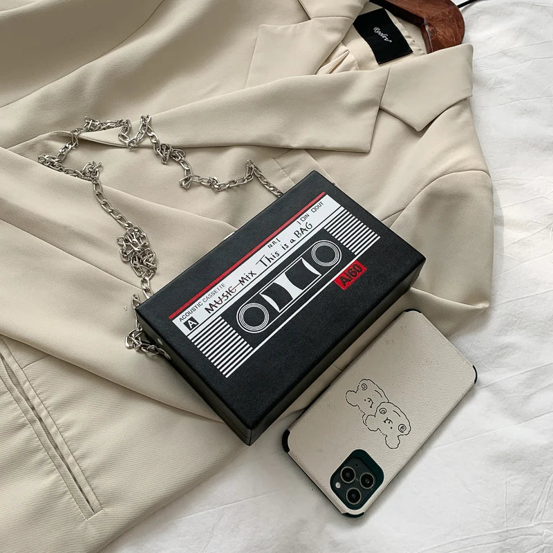Kawaii Retro Tape Radio Shoulder Bag 🎶✨ | Adorable Square Crossbody for Trendy Vibes 💖